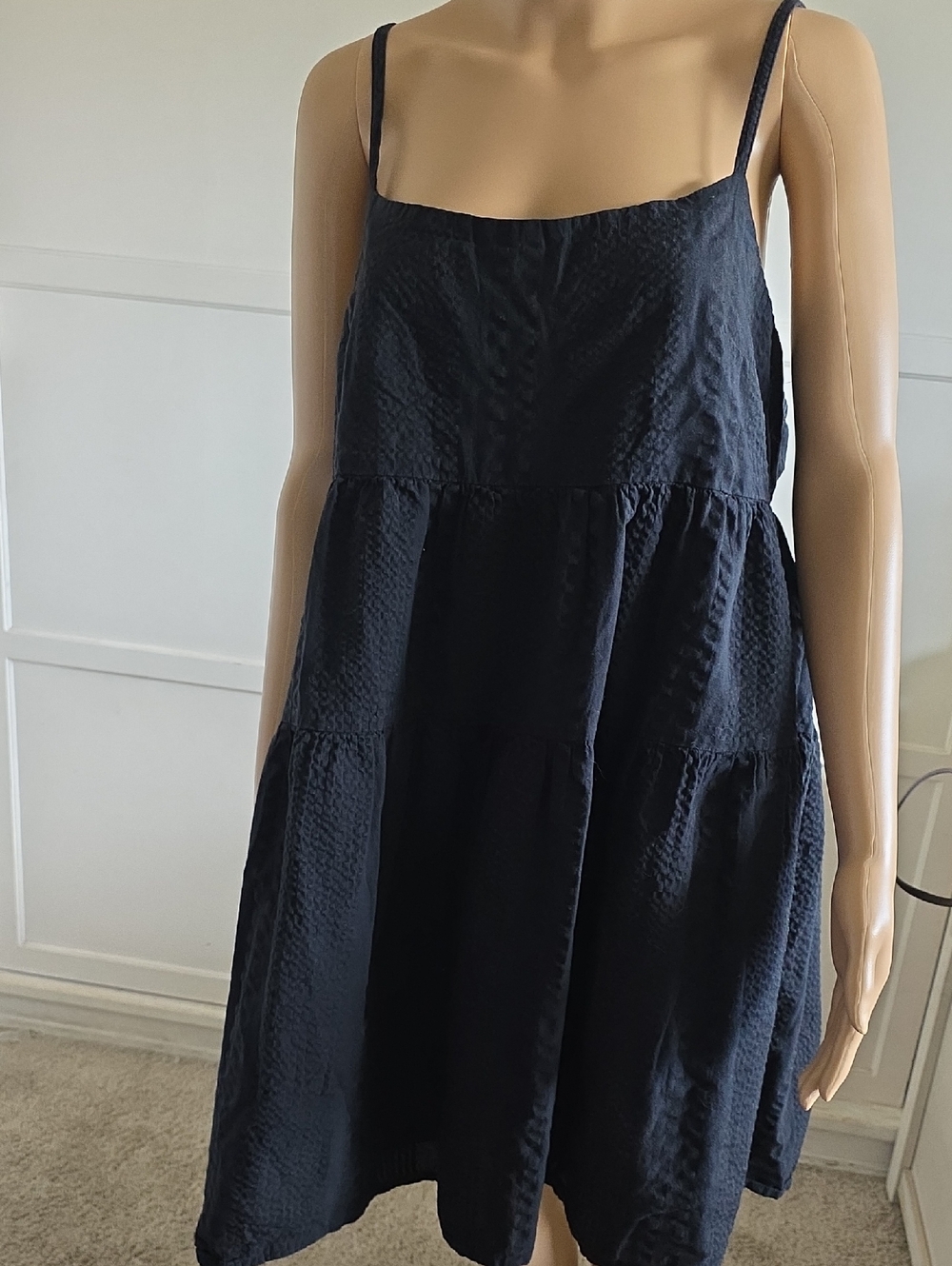 SO Black Textured Tiered Midi Dress